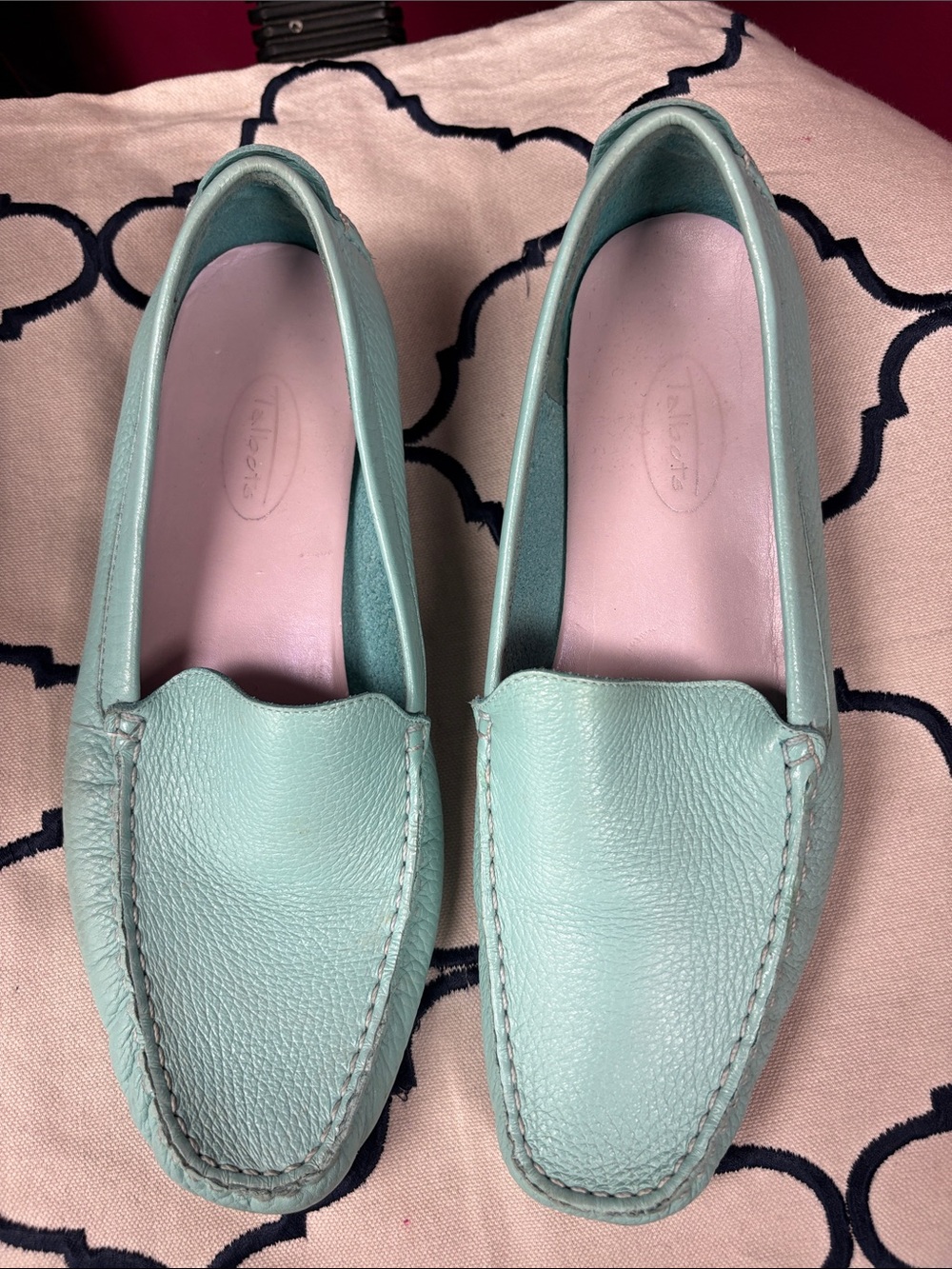 Talbots Mint Green Leather Slip-On Loafers